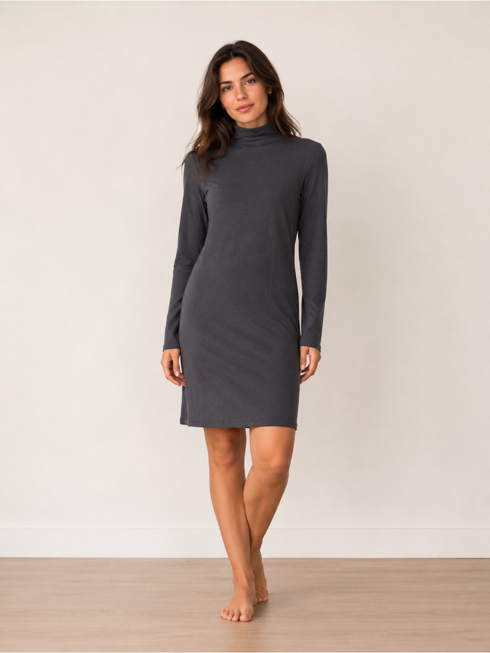 Soprano Gray Mock Neck Long Sleeve Bodycon Dress Size Small